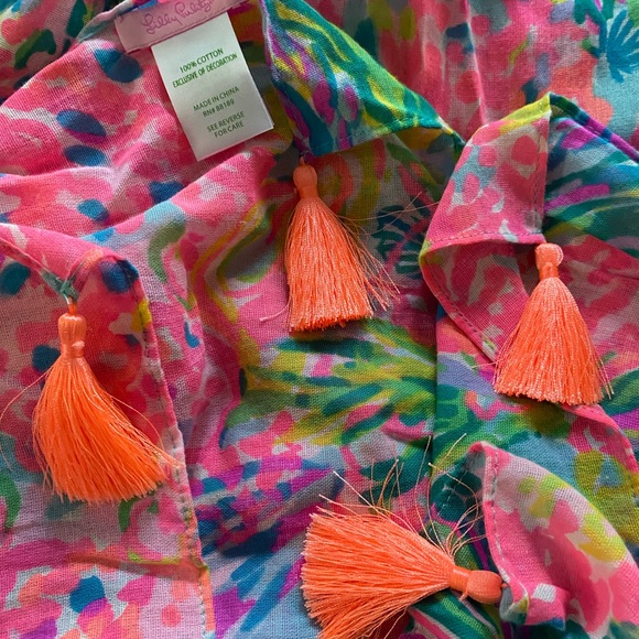 🎉HP🎉NWOT Lilly Pulitzer Cotton Wrap Scarf Fan Sea Pants Resort Cruise 52”x80 - Picture 8 of 11
